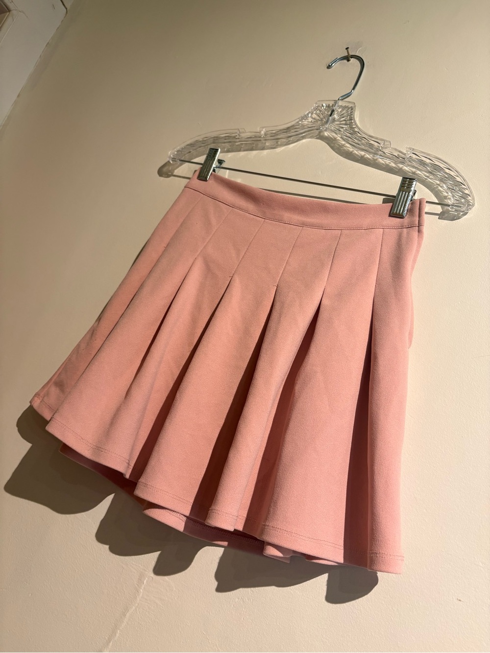 Pink stretchy material skirt